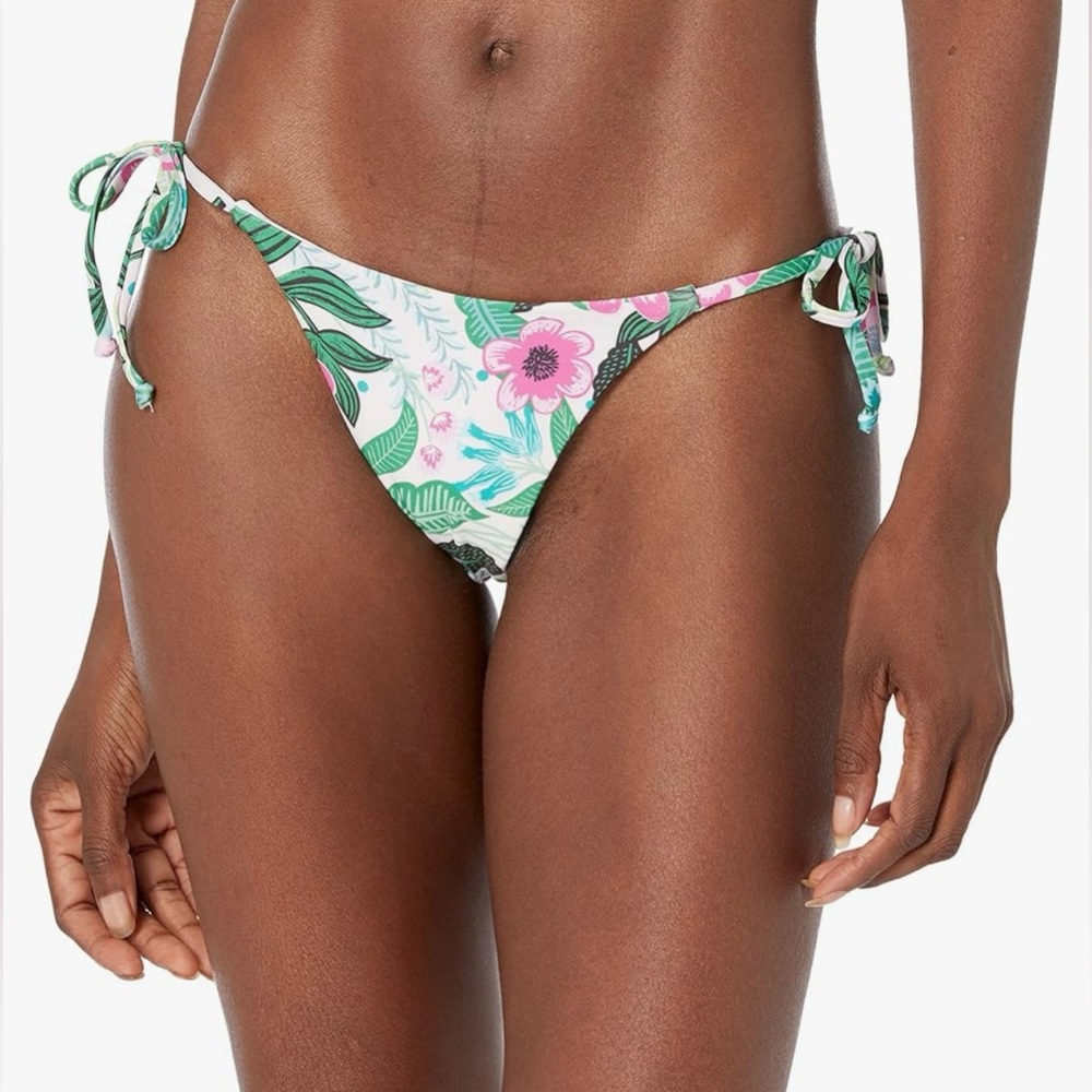 🌴BECCA Women Rebecca Virtue Print Tropical Side Tie Bikini Bottom-Cheeky Sz XS